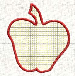 In the sample, stitch 47 was chosen and an Offset of 4 mm was selected. Shadow Appliqué Begin with the Blanket Stitch Apple file. In Styles, select stitch # 173.