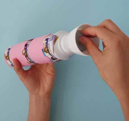 To make the tube, roll up a piece of card so that it fits inside the cone, then glue it in place.
