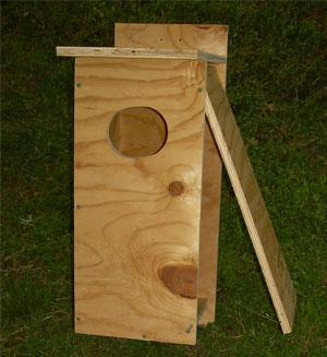 7. Take the FRONT piece of wood, straightedge, and pencil and draw an entry hole for the wood ducks. The hole should be 4 x 3 and be placed 3 from the top of the FRONT piece. 8.