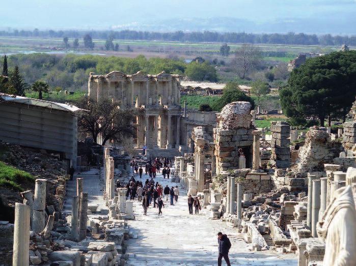 Figure 5 View down Curetes Street. The Curetes were mythical warriors with priestly representatives in Ephesus. (Wikimedia Commons) Figure 6 View of the Library of Celsus.