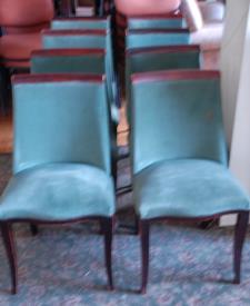 102 Six Green upholstered Stacking Chairs. 103 Six Green upholstered Stacking Chairs. 104 Six Green upholstered Stacking Chairs. 105 Seven Green Upholstered Stacking Chairs. 106 Two Door Wardrobe.