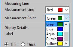 Setting the color of measurement points Select the color to use from the [Measurement Point] pull down list in the [Measuring Line]
