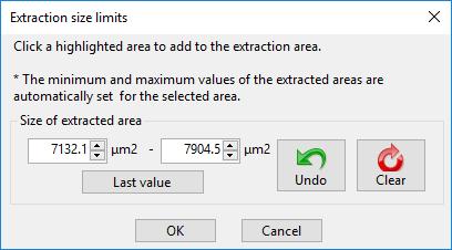5 When the [Extraction size limits] dialog box is displayed, click a cell in the highlight color.