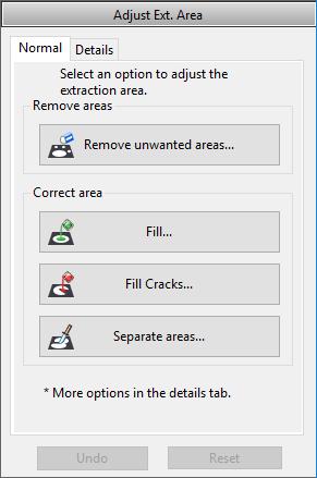 Setting fields in the [Normal] tab of the shape adjustment area 1 [Remove unwanted areas] button Specifies and removes unwanted areas.