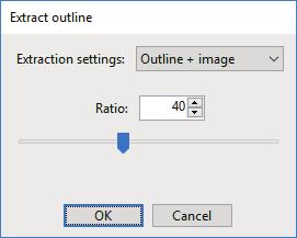 Setting the extraction conditions 1 2 3 1 Set the extracting outline condition for the object. Set a brightness threshold of brightness. To extract only the outline of the object, click [Outline].