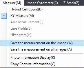 1 How to finalize the measured object in the image This step must be performed in order to save the measured objects on the image. Point The finalized area measurements are saved as part of the image.