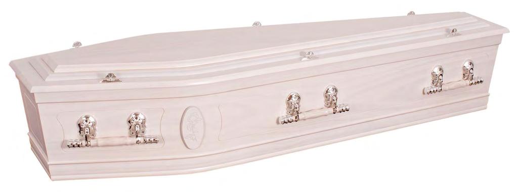 Solid pine coffin with matt white