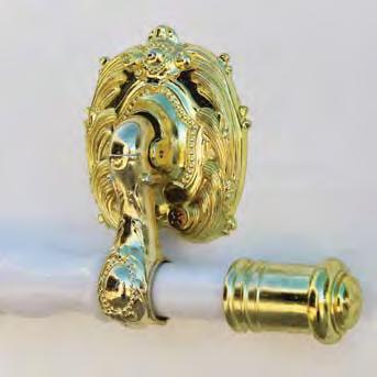 six elegant gold coloured handles