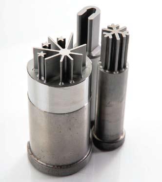 Conductive metals including tempered steel, stainless, Hastelloy, Nitinol, aluminum, and exotic alloys can be completely machined, including roughing and finishing, as well as deburring, in a single