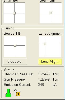 While observing the image, place you mouse over the small square box in the Lens Align and hold it down. Move the mouse and box within the field to reduce movement in the image.