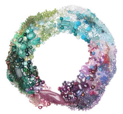 If this isn't realistic, pack up your project in small quantities color by color. Then, label the bags in the order they go. Create an inner color wheel of beads in various sizes.
