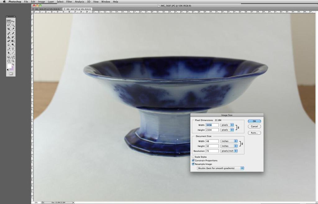 Adjusting Photographs for Print or Web Use In this rather technical follow-up article to my original photography article, I will discuss how I use Photoshop CS5 after taking photos of flow blue or