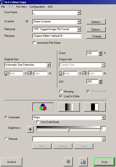 Making a scan into a file Once you have configured and calibrated your copying system, you can also start to scan into different file formats.