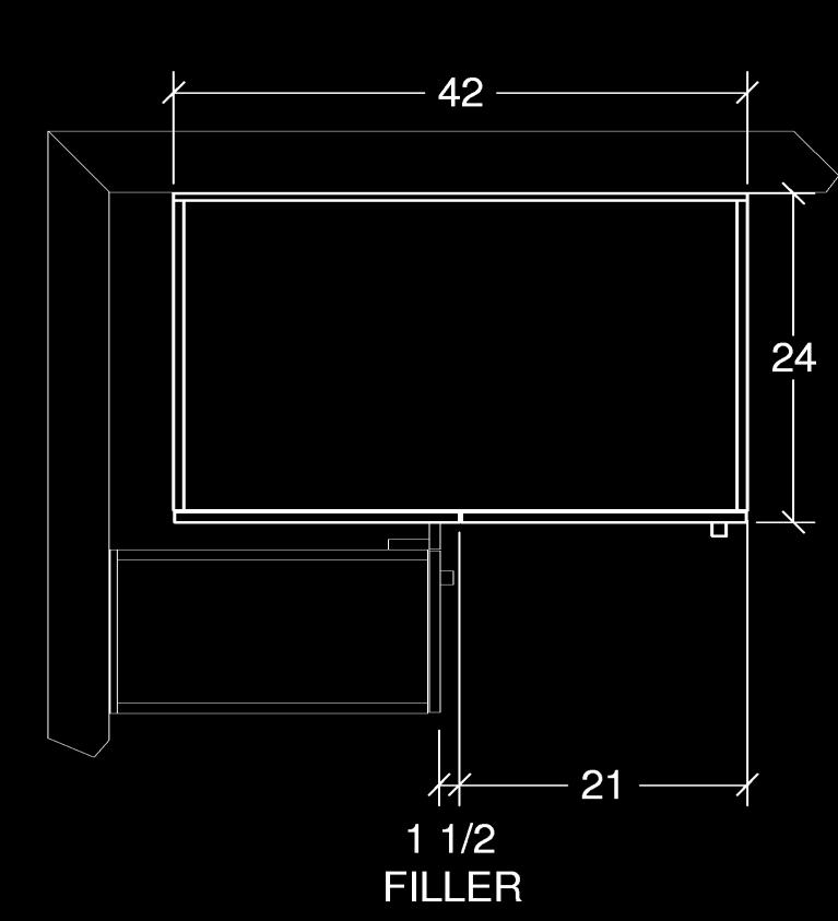 II cabinet size: 42 wide x 24 deep BOX