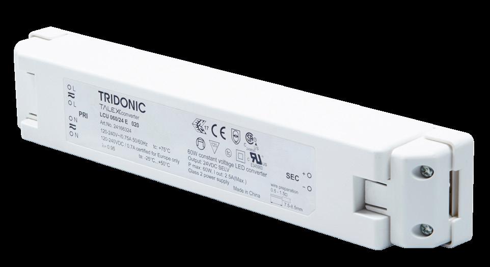 Indoor Power Supplies Open and short circuit protection Over voltage protection Double insulated enclosure Slimline design for 120w driver Thermal protection Built-in cable restraint Non-dimmable