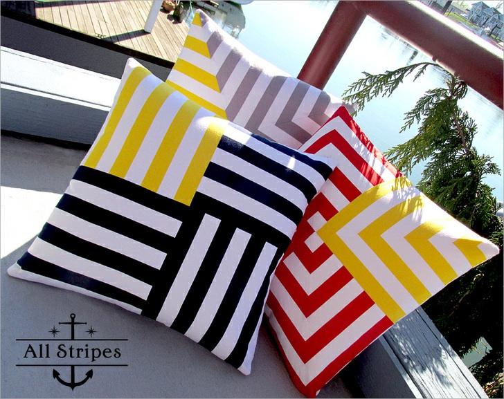 Published on Sew4Home Nautical & Nice: Spun Stripes Pillow Trio Editor: Liz Johnson Wednesday, 24 February 2016 1:00 Stripes are one of those universal motifs - available in many colors and widths.