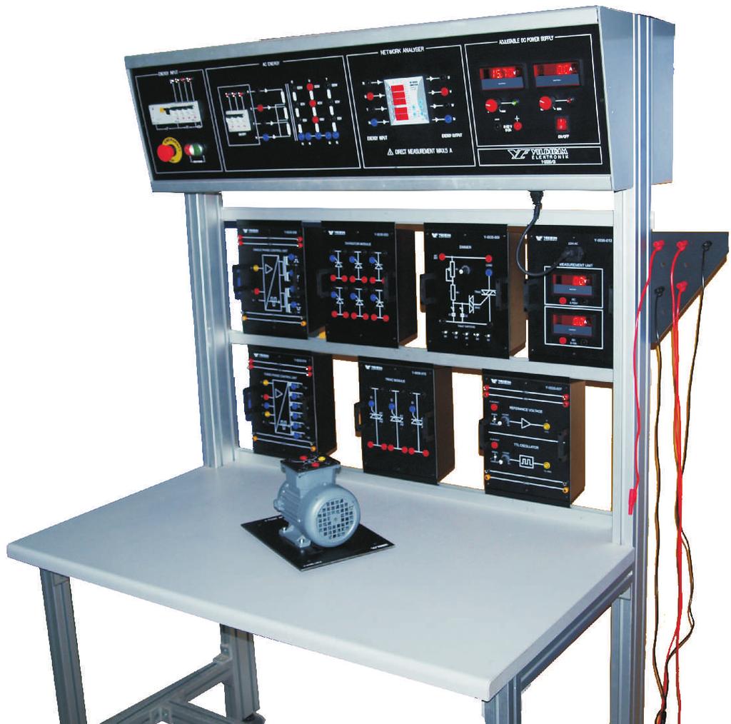 The Power Electronics Training Set is designed in modular structure to do the applications of basic Power Electronics, industrial automation studying and using the control and measuring of the