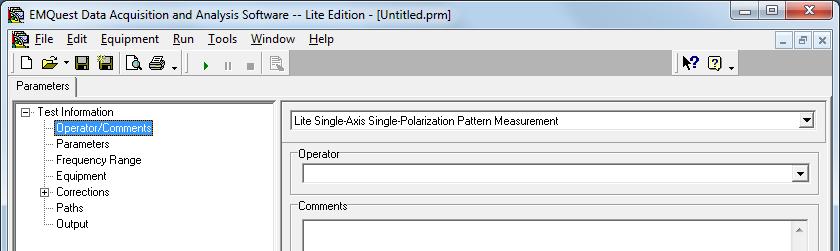 Using the drop-down menu on the right, select the type of measurement depending on you antenna under test or AUT (see Figure 1); in this example, choose Lite Single-Axis Single-Polarization Pattern
