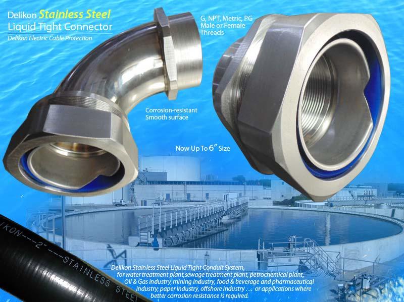 Corrosion Resistant liquid tight conduit fittings for use with flexible liquid tight metallic conduits, flexible liquid tight non metallic or PVC coated flexible metal conduit.