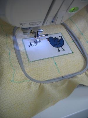 Continue embroidering the design.