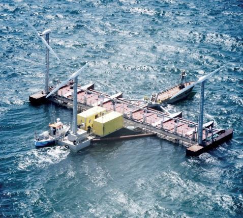 Floating Power Plant Poseidon 37 Floating wave platform and also serves as a floating base for multiple wind turbines Pilot device, located in the Baltic Sea near Denmark Installed