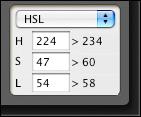 Color Display Mode You can select the color display mode which will be the basis for color adjustment from three options (HSL, Lab, or RGB) as well as checking values for adjusted colors.