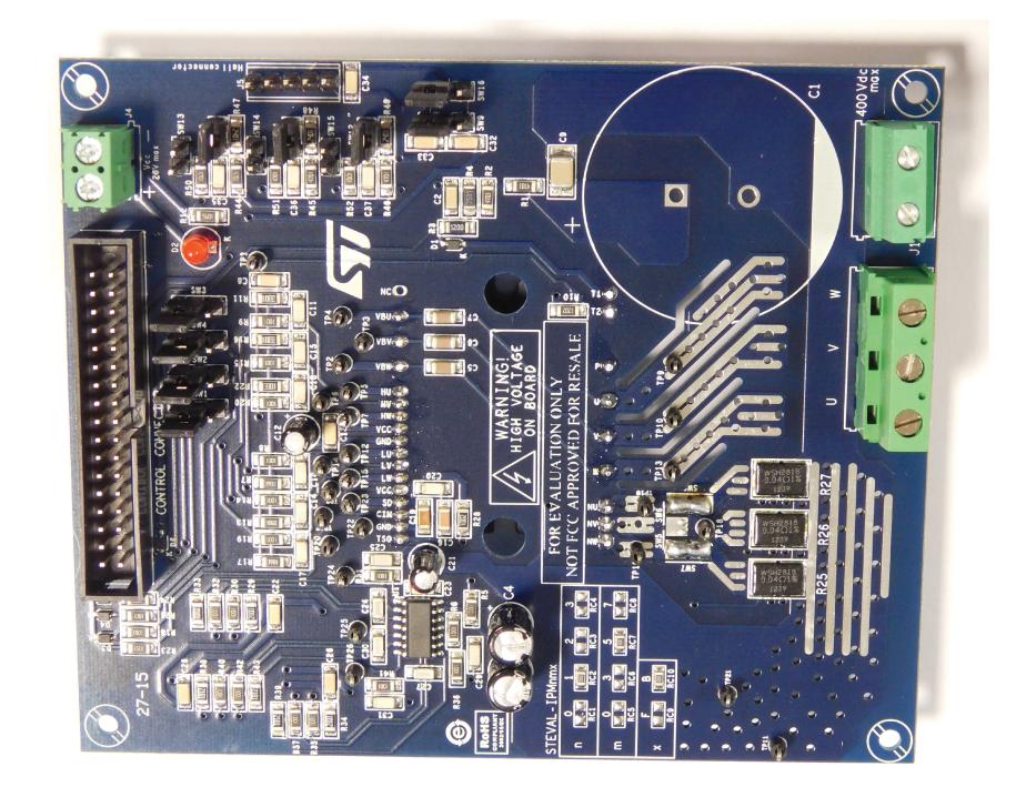 STEVAL-IPM5B Data brief 5 W motor control power board based on STGIB5CH6TS-L SLLIMM nd series IPM Features Input voltage: 5 - VDC Nominal power: up to 5 W Nominal current: up to 9 A Input auxiliary