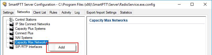 Capacity Max 62 9.1 How to Configure Capacity Max To connect a new Capacity Max system to the SmartPTT Radioserver, follow these steps: 1.