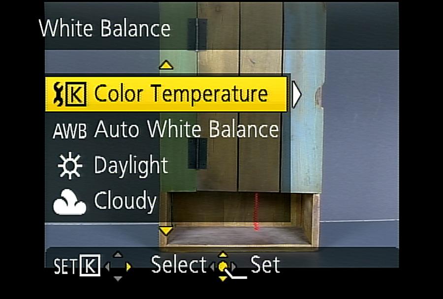 PHOTOGRAPHER S GUIDE TO THE PANASONIC LUMIX LX7 Figure 5-26: Color Temperature Option for White Balance Figure 5-27: Color Temperature Setting Screen One way to