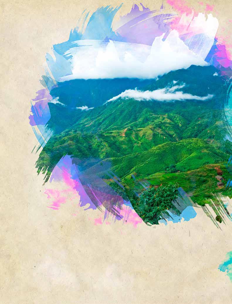 Colour Me Beautiful Text and Images by Victoria Vorreiter Imagine climbing a mountain in Southeast Asia, which offers a sweeping panoramic view of faraway fields and mountains, when you spot others