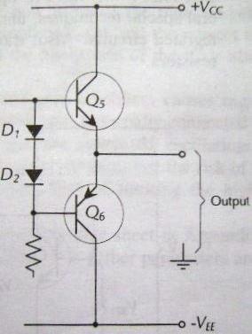 The circuit is designed to have a VCE of 5V across Q2 and Q4. With a ±10 V supply and the bases of Q1 and Q2 at ground level, the voltage drops across R1 and R4 is 5.7 V and 4.3 V respectively.