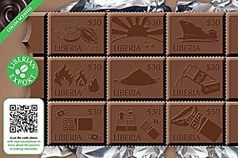 Amazing Stamps Liberia has issued stamps commemorating cocoa, one of its leading exports.