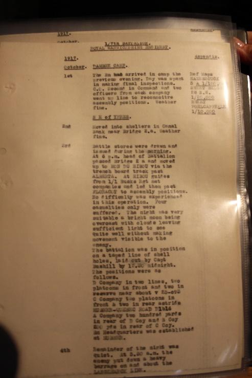 We also looked at the original War Diaries records of reports of action from 1/7 Battalion.