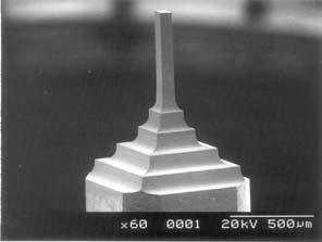 The measurement shows that the endpoint of micro-structure is 50 50µm. Fig.7 SEM picture of a cone micro tool Fig.