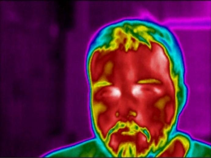 facial hair, eyes, noise, haircut and skin that are also visible in the thermogram produced by the FLIR system shown in Figure 6.11 (b).