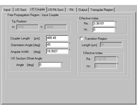 COMPONENT LIBRARY LESSON 3: EDITING THE WDM DEVICE GEOMETRY Input Star Couplers parameters In this step, you will access the parameters of the Input Star Couplers.
