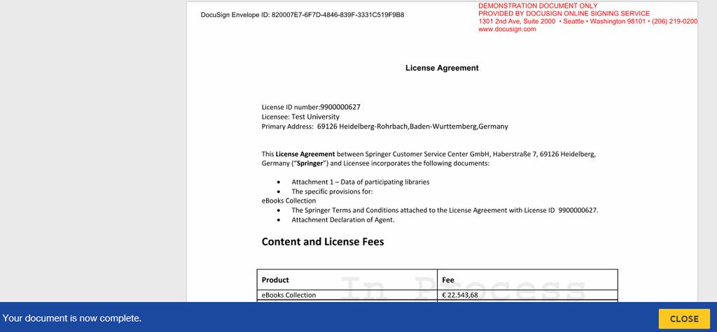 the contract to the Springer representatives for counter-signing.