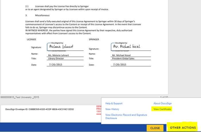 either create your own DocuSign account or to