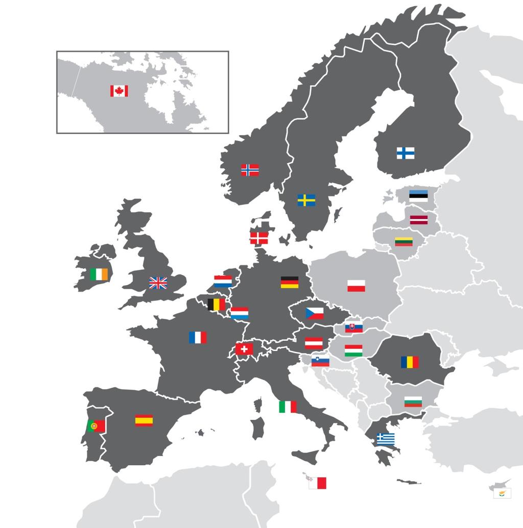19 MEMBER STATES AND GROWING ESA has 19 Member States: 17 states of the EU (AT, BE, CZ, DE, DK, ES, FI, FR, IT, GR, IE, LU, NL, PT, RO, SE, UK) plus Norway and Switzerland.