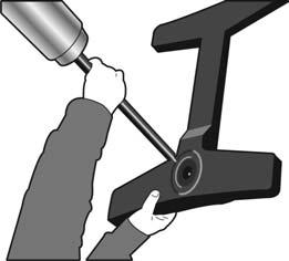 2) Using a hammer and punch (or a strong hand) force the caster onto the grip ring stem until a snap is heard and the axle housing rotates freely.