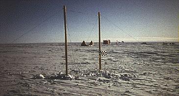 Figure 1: The 10 m 2 loop antenna installed at AGO-P2, Antarctica.