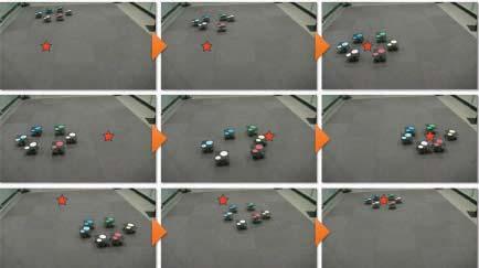 FIGURE 11 Snapshots of the experiments, where the red star describes the reference position shown to the operator. The figures in each row show the robots behavior for a common reference.