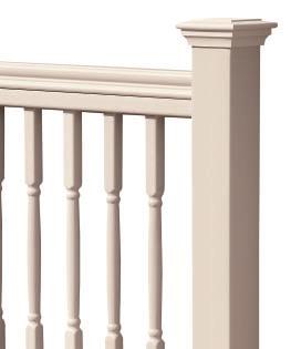 pre-drilled rails included in kits Available in Cedar, Grey, Redwood and WhiteSand Baluster Choices Solid