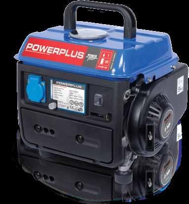POWERPLUS DESIGNED AND MARKETED BY VARO GENERATORS POW470 GENERATOR 750W POW470SC GENERATOR 750W WITH SCHUKO SOCKET POW470 GENERATOR 750W : Air cooled 2HP motor (1500W) Tank: Output: Speed: