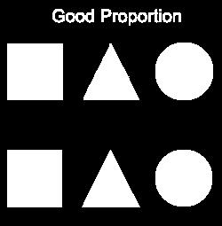 Proportion is about the size or position of an object compared to another.