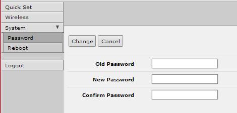 2. Setting the User Password: On the Main Menu at the left side of the browser window, click System, then click Password.