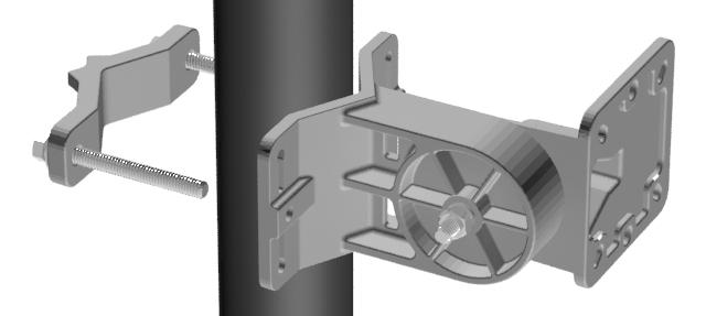 Assemble both bracket arms using the Rotator Bolt, a Large Lock Washer and the Hex Nut. Leave the bracket loose enough to rotate. B. Use one of the following methods, or other methods necessary to seccure the bracket.