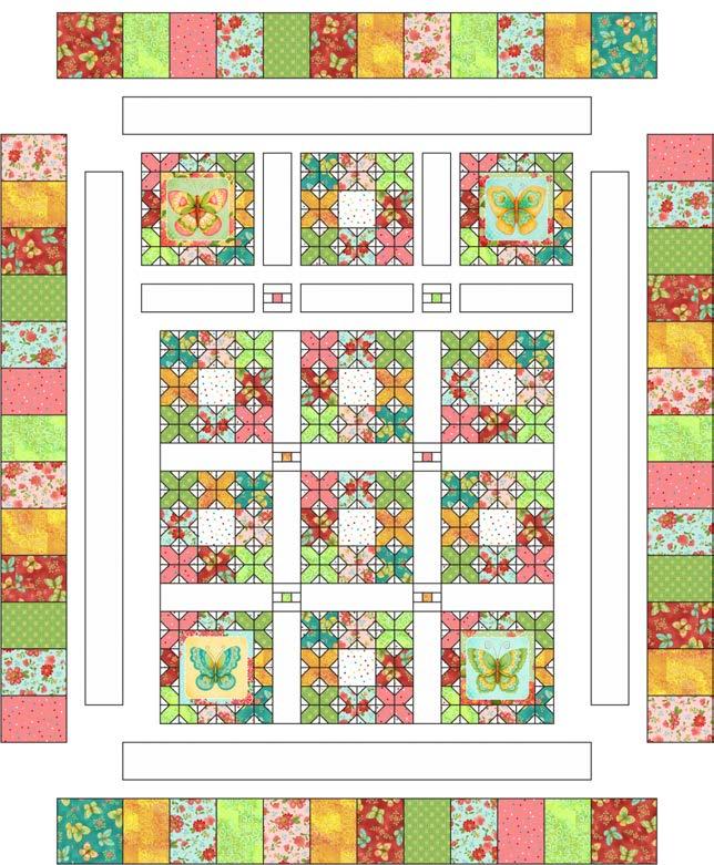 Assemble Quilt Center Refer to the Assembly Diagram for the following steps. 1. Block Rows.