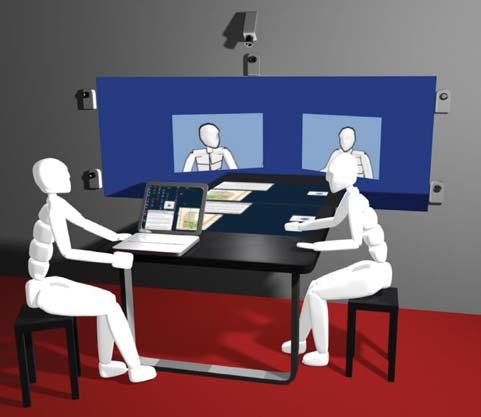 7 In this case we use multiple displays to create the illusion that several remote people are really around the same real table.