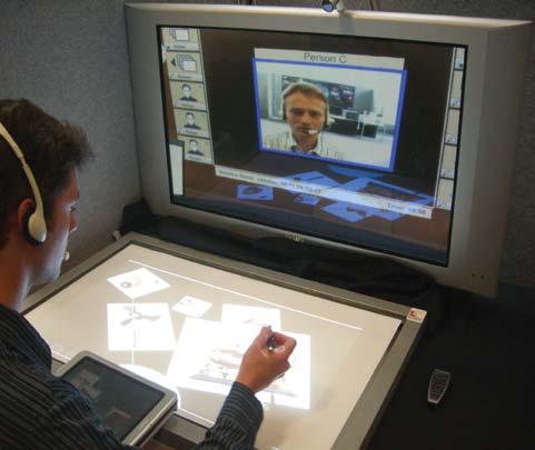 seamless borders allowing for simultaneous co-located and remote collaboration around a common, interactive table.
